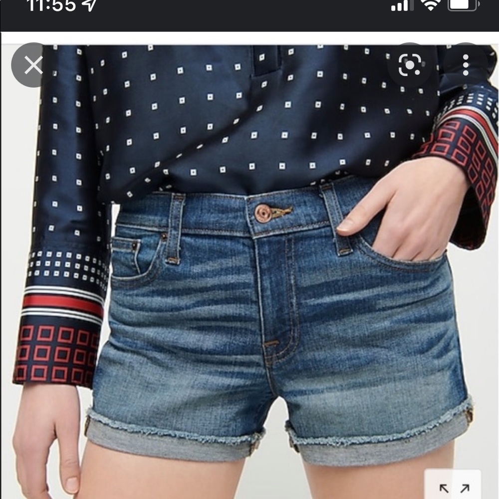 J crew high rise denim shorts